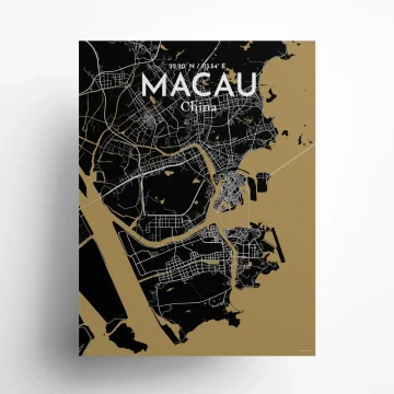 Macau city map poster in Luxe of size 18" x 24" by OurPoster.com