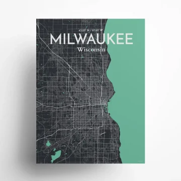 Milwaukee city map poster in Dream of size 18" x 24" by OurPoster.com