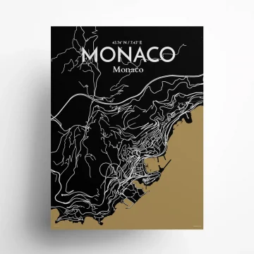 Monaco city map poster in Luxe of size 18" x 24" by OurPoster.com