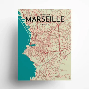 Marseille city map poster in Tricolor of size 18" x 24" by OurPoster.com