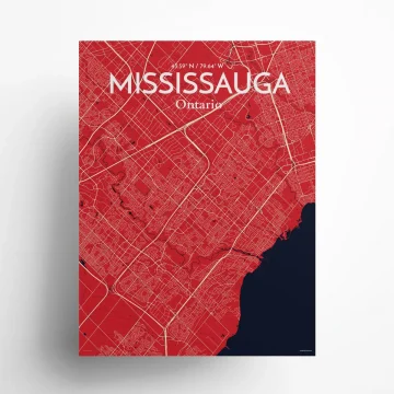 Mississauga city map poster in Nautical of size 18" x 24" by OurPoster.com