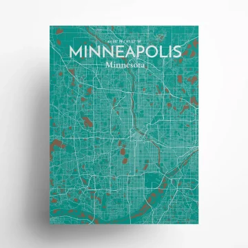 Minneapolis city map poster in Nature of size 18" x 24" by OurPoster.com