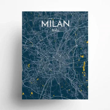 Milan city map poster in Amuse of size 18" x 24" by OurPoster.com