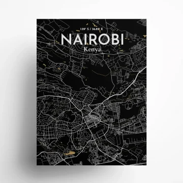 Nairobi city map poster in Luxe of size 18" x 24" by OurPoster.com