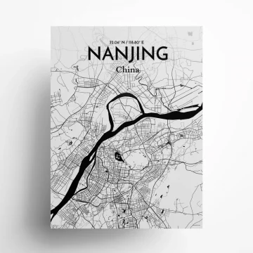 Nanjing city map poster in Ink of size 18" x 24" by OurPoster.com