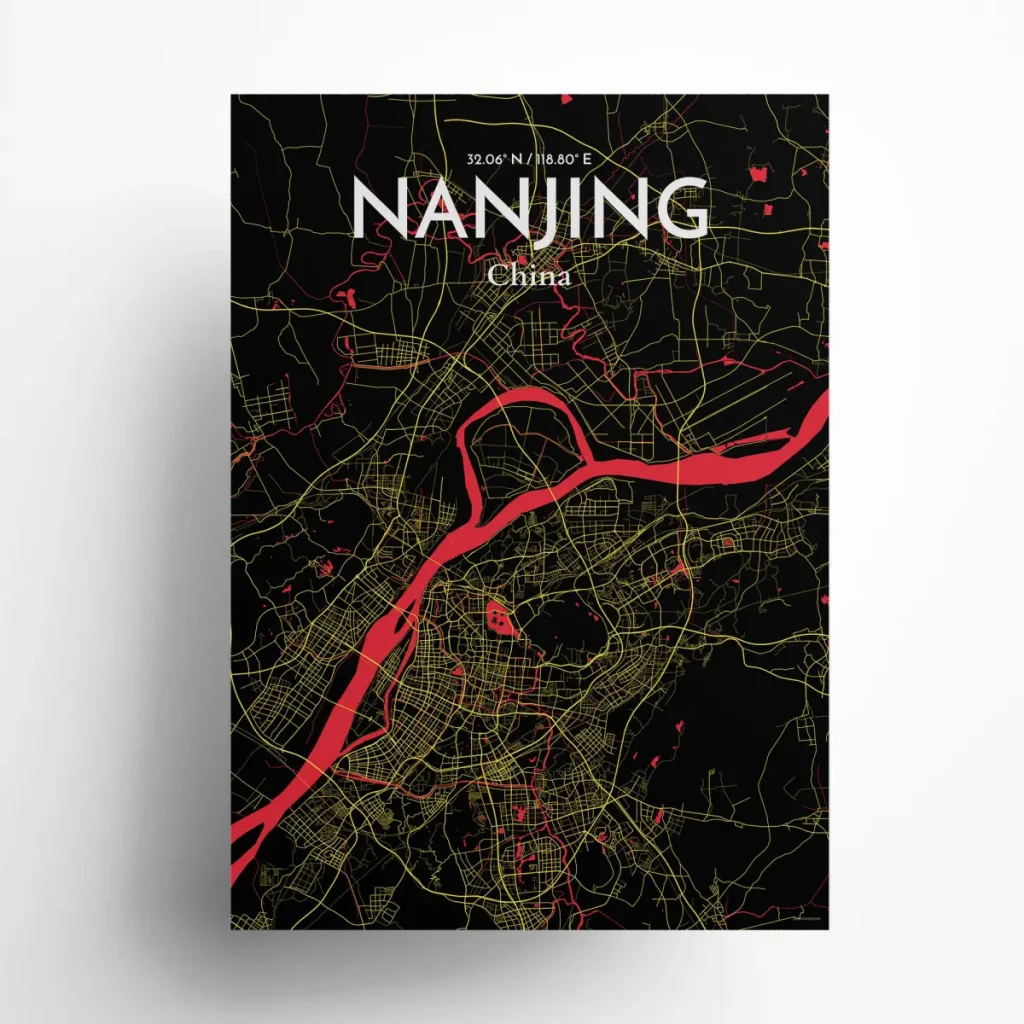 Nanjing city map poster in Contrast of size 50cm x 70cm by OurPoster.com