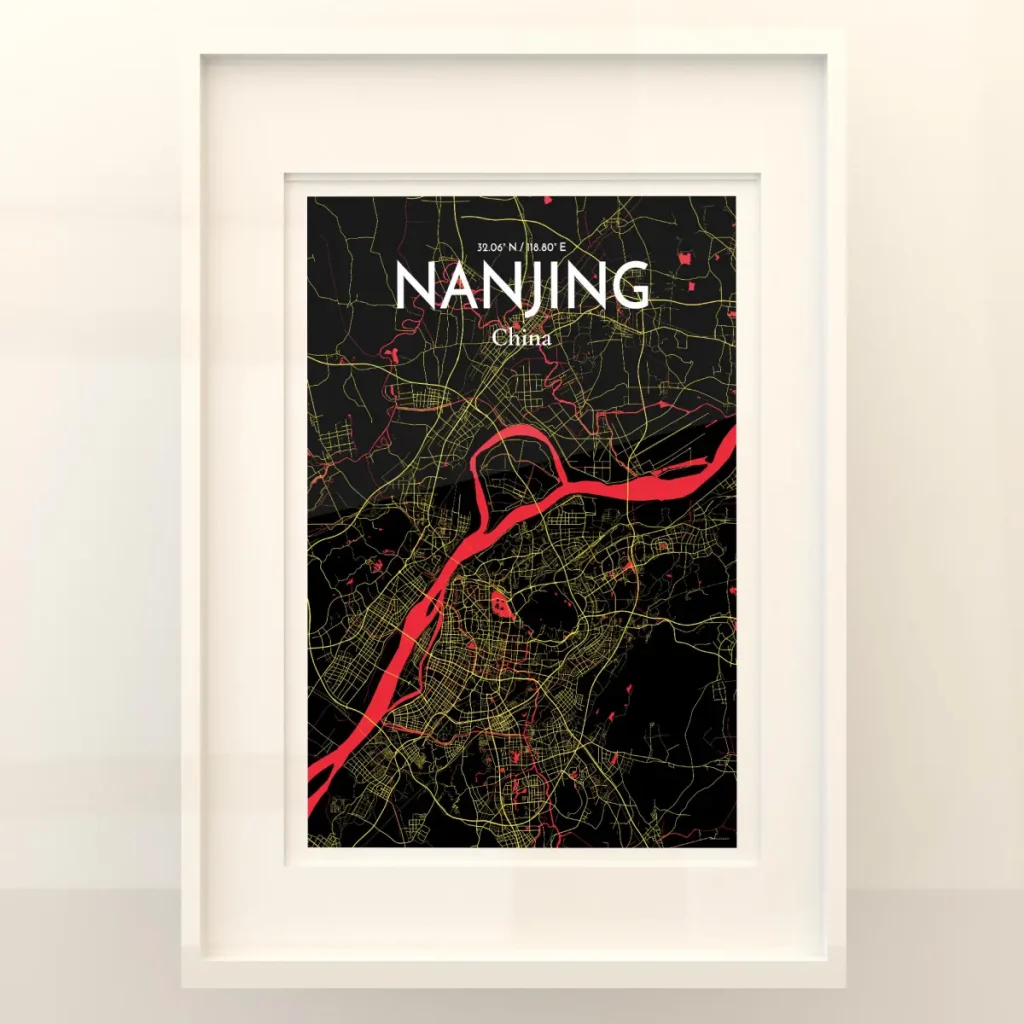 Nanjing city map poster in Contrast of size 50cm x 70cm by OurPoster.com