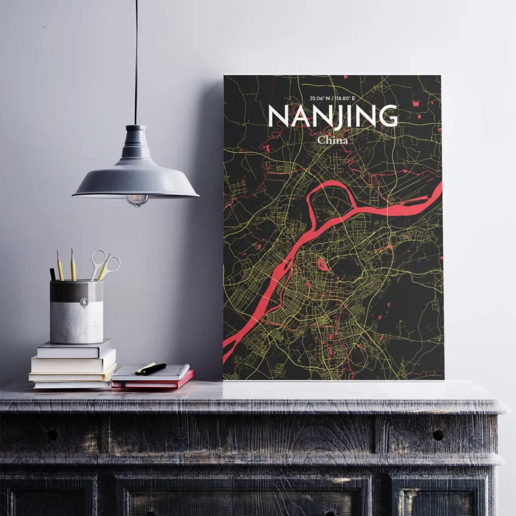 Nanjing city map poster in Contrast of size 50cm x 70cm by OurPoster.com