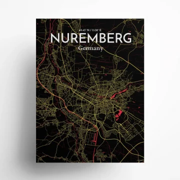 Nuremberg city map poster in Contrast of size 18" x 24" by OurPoster.com
