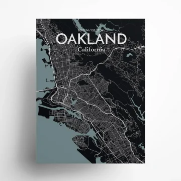 Oakland city map poster in Midnight of size 18" x 24" by OurPoster.com