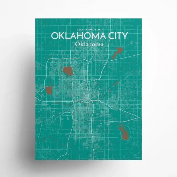 Oklahoma City city map poster in Nature of size 18" x 24" by OurPoster.com