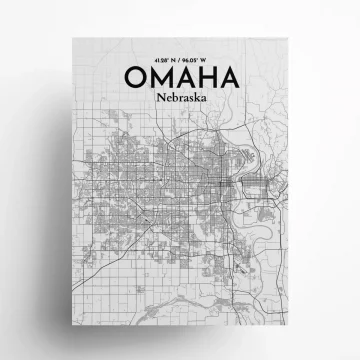 Omaha city map poster in Tones of size 18" x 24"
