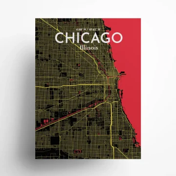 Chicago city map poster in Contrast of size 18" x 24" by OurPoster.com