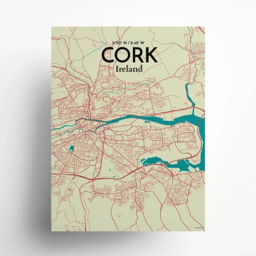 Cork city map poster in Tricolor of size 18" x 24" by OurPoster.com