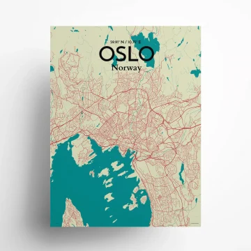 Oslo city map poster in Tricolor of size 18" x 24" by OurPoster.com