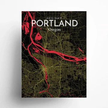 Portland city map poster in Contrast of size 18" x 24" by OurPoster.com