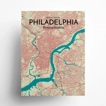 Philadelphia city map poster in Tricolor of size 18" x 24" by OurPoster.com
