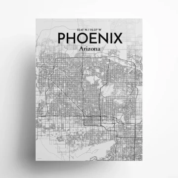 Phoenix city map poster in Tones of size 18" x 24" by OurPoster.com