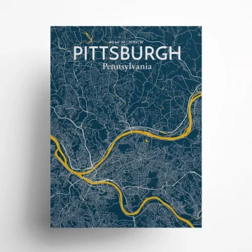 Pittsburgh city map poster in Amuse of size 18" x 24" by OurPoster.com