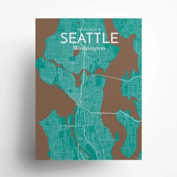 Seattle city map poster in Nature of size 18" x 24" by OurPoster.com