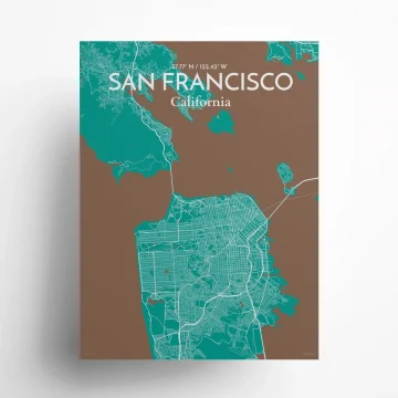 San Francisco city map poster in Nature of size 18" x 24" by OurPoster.com
