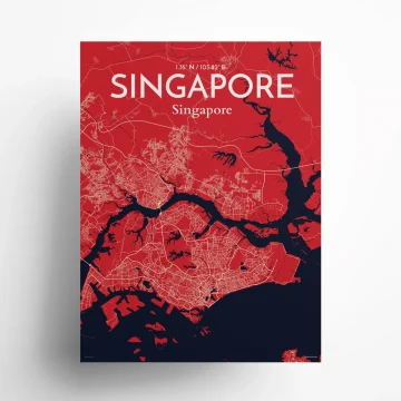 Singapore city map poster in Nautical of size 18" x 24" by OurPoster.com