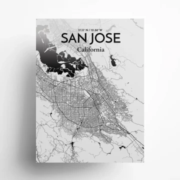 San Jose city map poster in Ink of size 18" x 24" by OurPoster.com
