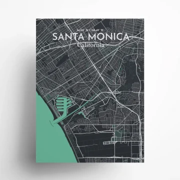 Santa Monica city map poster in Dream of size 18" x 24"