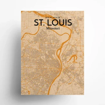 St. Louis city map poster in Vintage of size 18" x 24" by OurPoster.com