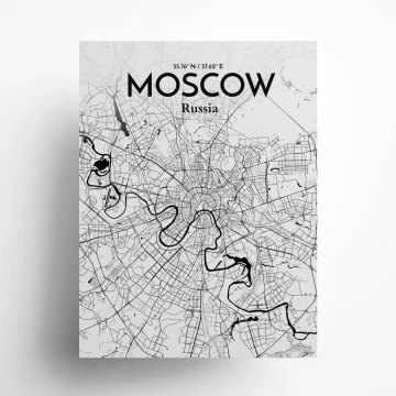 Moscow city map poster in Ink of size 18" x 24" by OurPoster.com