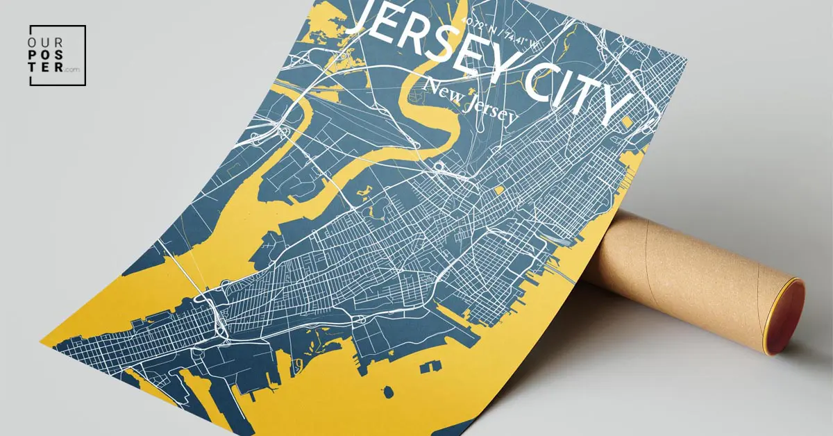 Jersey City City Map, Art Print, Wall Decor