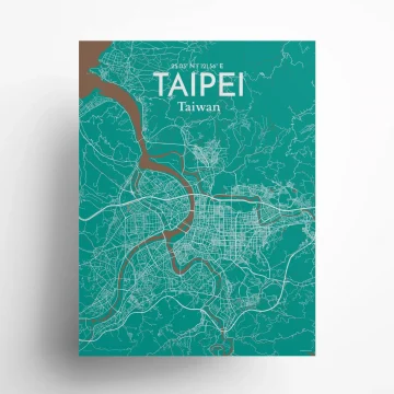 Taipei city map poster in Nature of size 18" x 24" by OurPoster.com