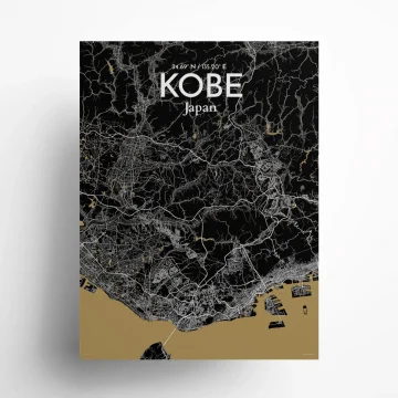 Kobe city map poster in Luxe of size 18" x 24" by OurPoster.com