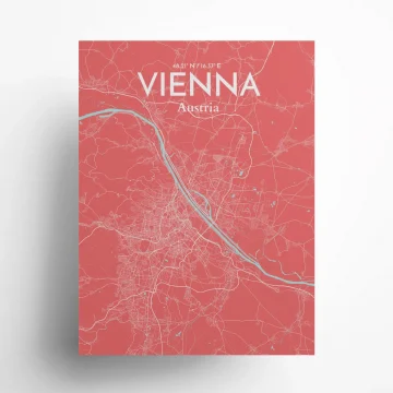 Vienna city map poster in Maritime of size 18" x 24"