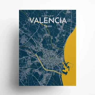 Valencia city map poster in Amuse of size 18" x 24" by OurPoster.com