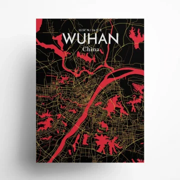 Wuhan city map poster in Contrast of size 18" x 24" by OurPoster.com