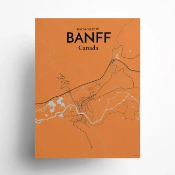 Banff city map poster in Oranje of size 18" x 24" by OurPoster.com