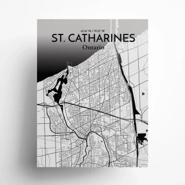 St. Catharines city map poster in Ink of size 18" x 24" by OurPoster.com