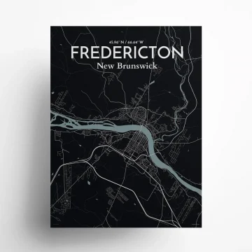 Fredericton city map poster in Midnight of size 18" x 24" by OurPoster.com
