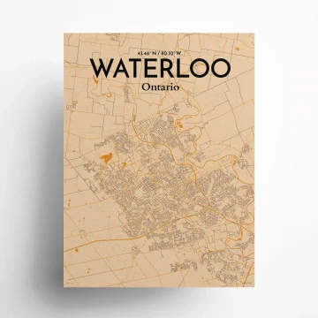 Waterloo city map poster in Vintage of size 18" x 24" by OurPoster.com