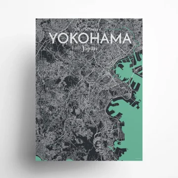 Yokohama city map poster in Dream of size 18" x 24" by OurPoster.com