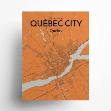 Quebec City city map poster in Oranje of size 18" x 24" by OurPoster.com