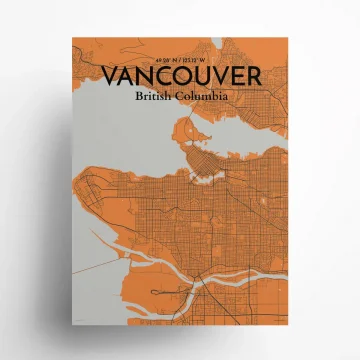 Vancouver city map poster in Oranje of size 18" x 24" by OurPoster.com
