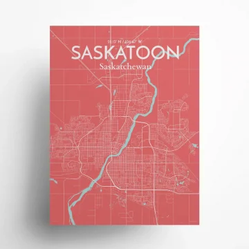 Saskatoon city map poster in Maritime of size 18" x 24" by OurPoster.com