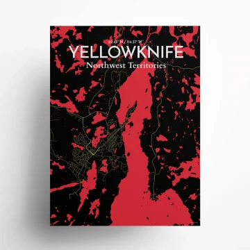 Yellowknife city map poster in Contrast of size 18" x 24" by OurPoster.com